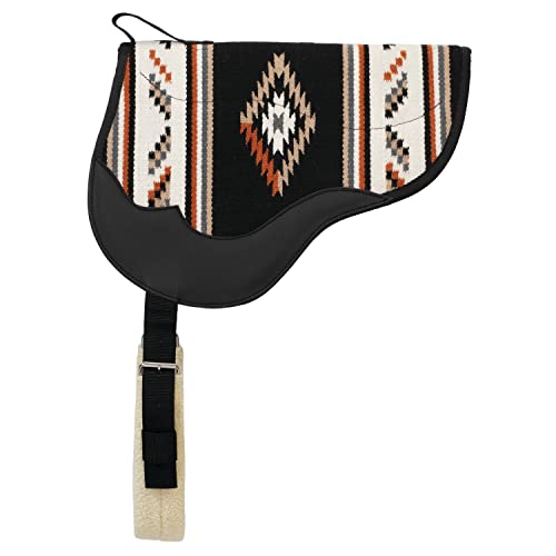 Weaver Equine 21" x 35" Wool Blanket Top Bareback Horse Saddle Pad, Shock Absorbing Western Saddle Pad for Protection, Equine Supplies, ‎Black/Tan