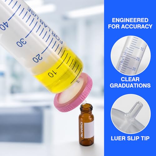 12 Pack 50ml Plastic Syringe for Liquid, Luer Slip, Used in Scientific Labs - size: 50ML