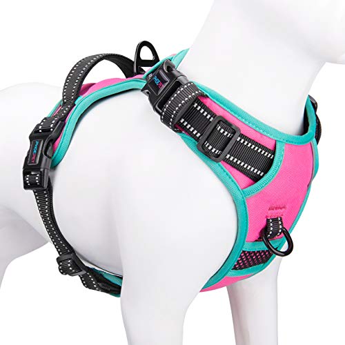 PHOEPET Upgraded No Pull Dog Harness, Reflective Adjustable Vest - color: Pink, size: Extra Small