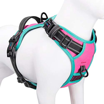 PHOEPET Upgraded No Pull Dog Harness, Reflective Adjustable Vest - color: Pink, size: Extra Small
