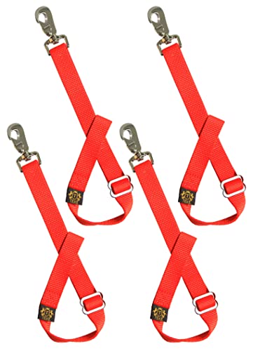 T TEKE Adjustable Heavy Duty Bucket Strap Hanger with Easy-on Hook (4 Pack), for Hay Nets, Buckets and Other Feeders - color: Red