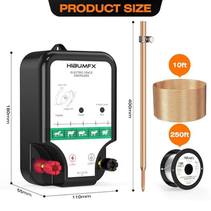Fence Charger, Electric Fence Energizer Fencing System for Containing Dogs, Livestock and Preventing Wild Animals Intruding