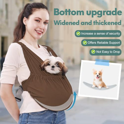 Supet Dog Sling Carrier for Small Pet, Adjustable Hands Free Front Backpack - color: Brown, size: Regular