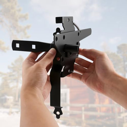 HOME MASTER HARDWARE Wood Gate Hardware Set-Heavy Duty 8" Decorative Strap Hinges and Spring Loaded Latch Gate Kit with Screws for Outdoor Fence Swing Gate Black Finish (Pack of 2) - size: 8" Decorative Strap Hinges (Pack of 2)