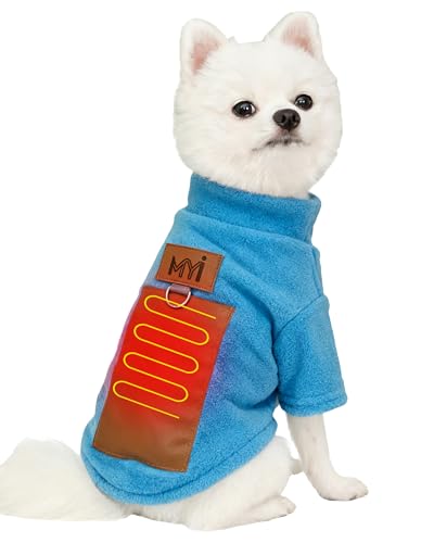 MYI Winter Heated Dog Electric Warm Coat Clothes for Small Medium Large Dogs Outside/Inside Cold Weather Jacket pet Vest Blue M(NOT Included Batteries) - color: Blue, size: Medium(Back length 9.8 Inch)