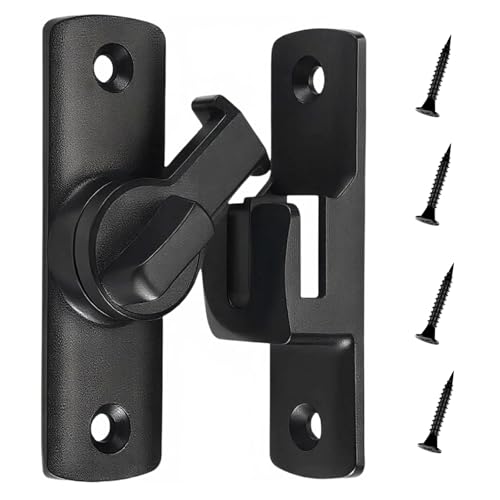 2Ps 90/180° Upgraded Barn Door Lock, Protection Sliding Gate Latches Black