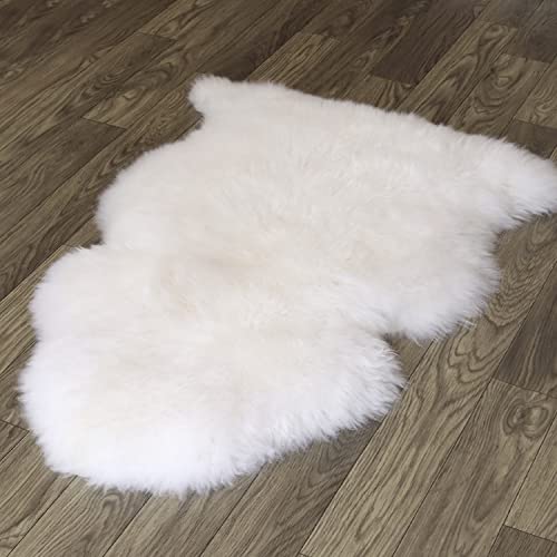 Champlus Genuine Australian Merino Sheepskin Rug, 2.3x3.3 ft Sheep Skin Fur Rug, Lambskin Area Rug, Single Pelt, White - size: 2'4" x 3'4" (Natural)
