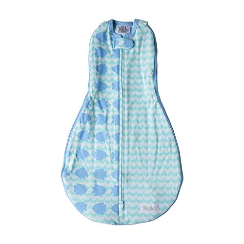 Woombie Grow with Me Baby Swaddle, Convertible Swaddle Fits 0-9 Months, Expands to Wearable Blanket for up to 18 Months, Fishy - color: Fishy, style: Grow With Me
