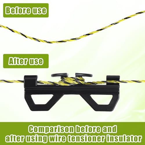 CroBlissful 24 Pcs Electric Fence Wire Tensioner, Poly Wire Tightener, Plastic Cord Tensioners for Inline Fixing, Portable, Black