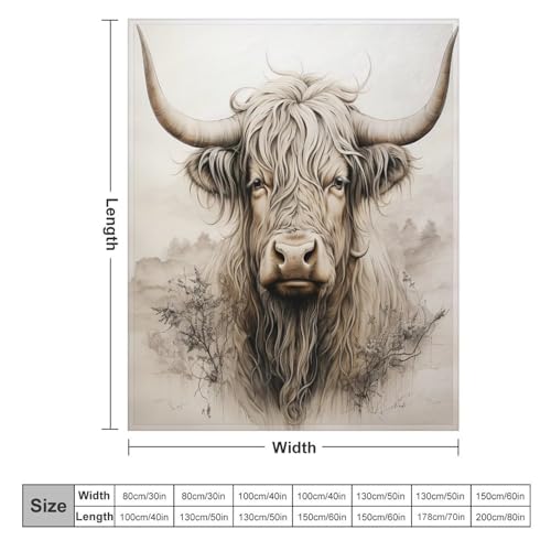 Highland Cow Fleece Throw Blanket for Couch Adults Teens 40" X 50" - color: Highland Cow, size: 40x50 inch