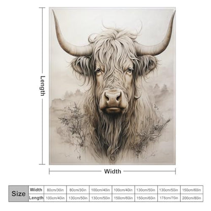 Highland Cow Fleece Throw Blanket for Couch Adults Teens 40" X 50" - color: Highland Cow, size: 40x50 inch