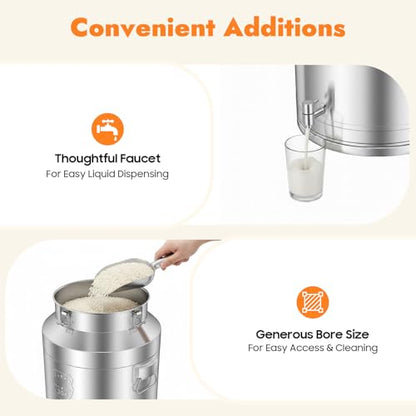 DYNAMI 20Gal 304 Stainless Steel Milk Container with Spigot and Sealed Lid - size: 76L/20Gal