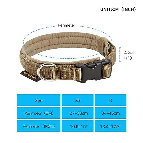 EXCELLENT ELITE SPANKER Military Nylon Small Puppy Dog Collar with Padded - color: Coyote Brown, size: XS-(10.6"-15")