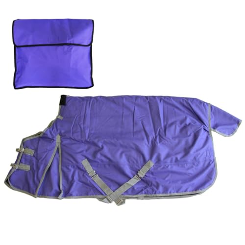 AJ Tack 1200D Waterproof Winter Horse Blanket with Storage Bag - 400g Heavyweight Turnout with Fleece Collar, Shoulder Gussets & Tail Flap - Purple 68" - size: 68