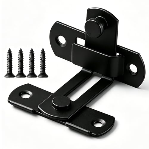 2 Set 4" 90 Degree Gate Latches | Stainless Steel Safety Door Lock for Barn Door, Black - size: 90 Degree Black - 4"