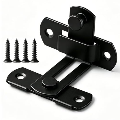 2 Set 4" 90 Degree Gate Latches | Stainless Steel Safety Door Lock for Barn Door, Black - size: 90 Degree Black - 4"