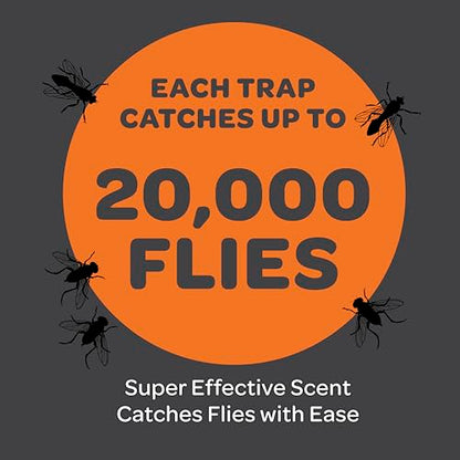 Fly Traps Outdoor [Set of 2] with Dissolvable Non-Toxic Bait - Reusable Hanging Bug Catcher Killer for All Flies for Outside Bug Control Patios, Barns, Ranches Etc. Hanging Fly Traps with Tie Included - style: 2 Traps