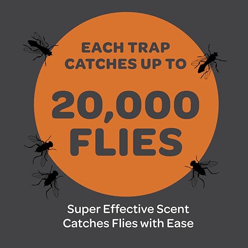 Fly Traps Outdoor [Set of 3] with Dissolvable Non-Toxic Bait - Reusable Hanging Bug Catcher Killer for All Flies for Outside Bug Control Patios, Barns, Ranches Etc. Hanging Fly Traps with Tie Included - style: 3 Traps