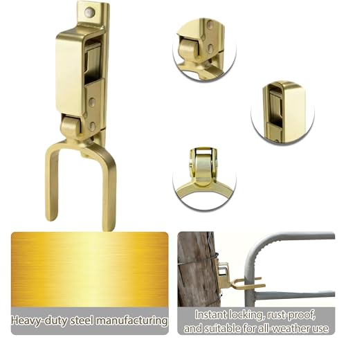 Instant Locking Gate Latch, Heavy-Duty Automatic Spring Lock, Rust-Resistant Steel, One-Hand Operation, Easy Install for Wood, Metal, and Pipe Gates, Farm, Ranch, Backyard (1PCS)