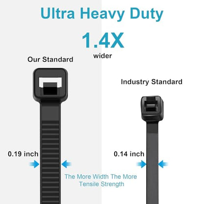 14 Inch Zip Ties Double Sided Toothed,100 LBS Tensile Strength Heavy Duty Cable Wire Ties With Self-Locking Adjustable More Durable Nylon Tie Wraps for Indoor Outdoor（200 Pack） - size: 14 inch 200 Pack （100 Lbs ）