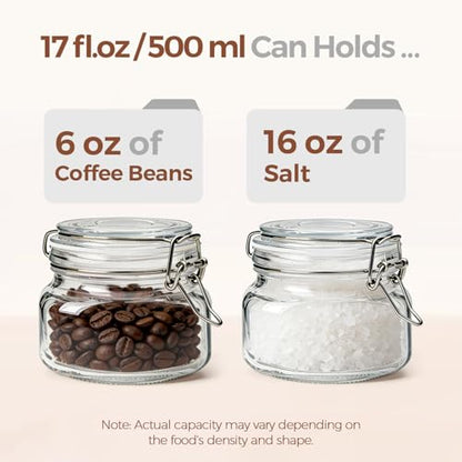ComSaf Square Glass Food Jars 17 oz 6 Pack for Pickling and Herbs Storage - size: 17oz*6