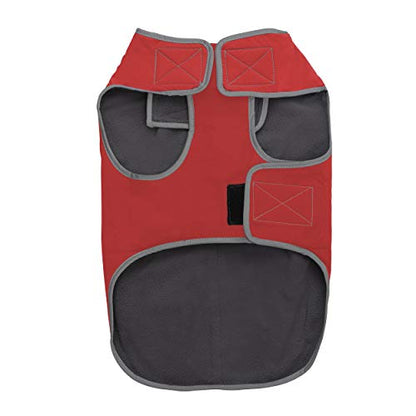 Jacket for All Dogs, Fleece-Lined, Waterproof Doggie Vest, Reflective Pet Parka (2200) (XX-Small, Red) - color: Red, size: XX-Small