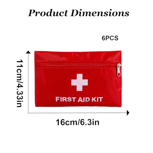 QCWN 6 Pack Empty First Aid Bag Mini Medical Kit Pouch Small Travel Emergency Survival Storage Bags for Car Home Hiking Camping Waterproof Red - size: 6 Pack