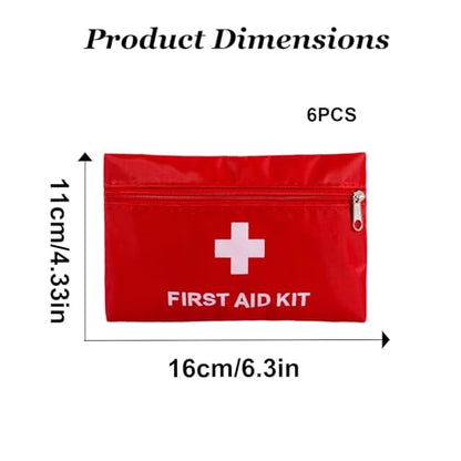 QCWN 6 Pack Empty First Aid Bag Mini Medical Kit Pouch Small Travel Emergency Survival Storage Bags for Car Home Hiking Camping Waterproof Red - size: 6 Pack