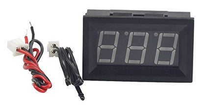 UCTRONICS 0-167°F Fahrenheit Digital Temperature Meter Blue LED Display 10K MF55 Type NTC Thermistor Temp Sensor 2-Wires Reverse Polarity Protection with Black Case
