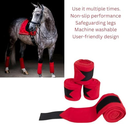 Horse Leg Bandage/Horse Leg wrap (Set of 4) Red, Blue, Navy Blue, and Black (RED) - color: RED