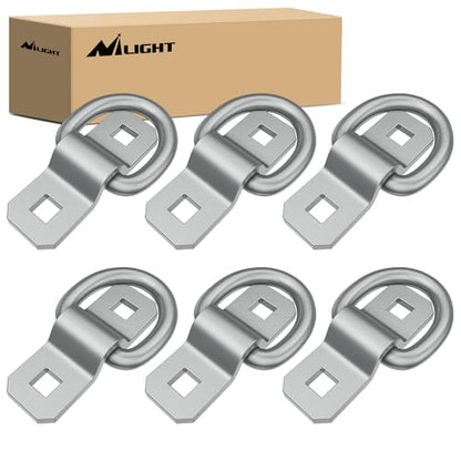 Nilight 6Pcs 3/8” Steel Heavy Duty Truck Tie Down Anchors | 6000 Pound Tie Down Rings Hooks for Trucks Trailers Boats RV Campers Vans Kayaks Motorcycles Deliveries ATVs,Sliver - color: 3/8" 6Pcs Sliver
