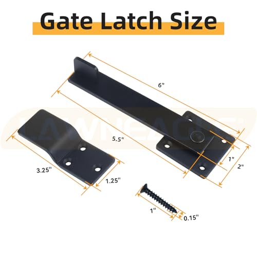 2 Pack 6" Flip Gate Latch – 360-Degree Rotation Barn Door Latch - color: 2 Pack 6" Flip Gate Latch