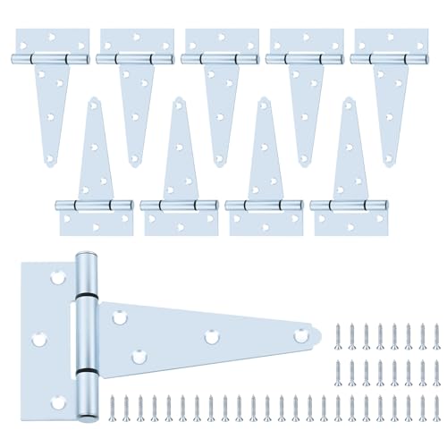 5" Zinc Plated Gate Hinges, 10 Pack T Strap Hinges Heavy Duty for Fence - color: Zinc, size: 5" - 10pack
