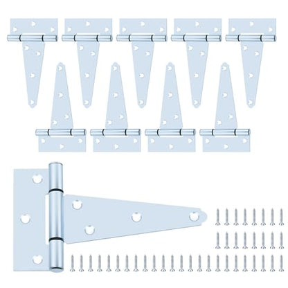 5" Zinc Plated Gate Hinges, 10 Pack T Strap Hinges Heavy Duty for Fence - color: Zinc, size: 5" - 10pack