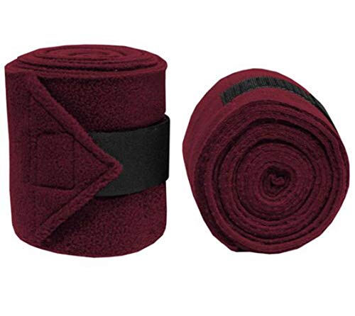 Horse Fleece Bandages/Polo Wraps/Stable Wraps Equestrian Leg Wraps Set of 4 TACK Equestrian Boots Protection (Red)
