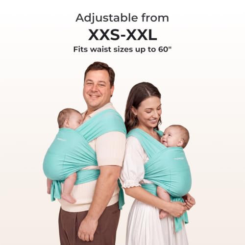 Momcozy Baby Wrap Carrier, Easy-On 2-Piece Design, Newborn to 33 lb - color: Lake Blue