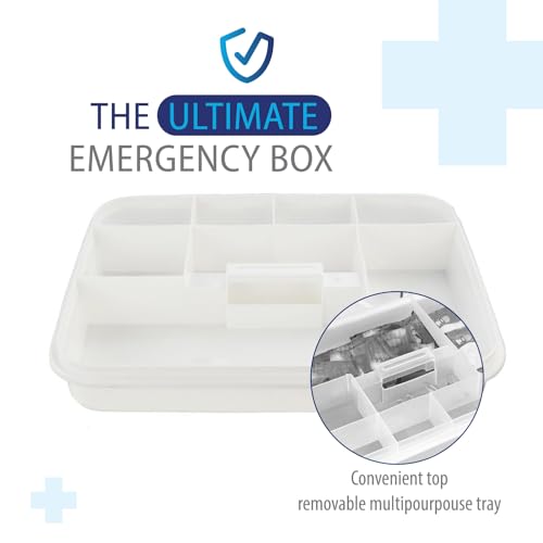 Deke Home - Portable First Aid & Medicine Organizer Box with Handle – Plastic Family Medical Storage Kit for Travel, Car, Home, Camping, Office + Pill Cutter