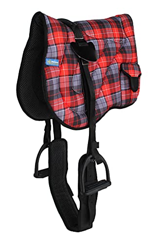 Horse Neoprene Padded Anti-Slip Bareback Saddle Pad Blue Plaid 39TS04 - color: Red Plaid, size: 21.5" (Spine) x 20" (Drop)