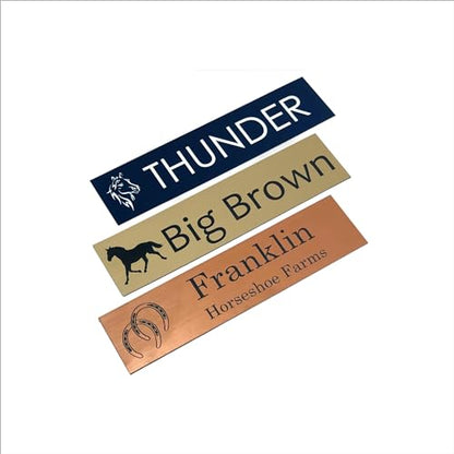 Horse Stall Name Plate Custom Laser Engraved 2x8 Personalized Multiple Attachment Options 21 Color Choices