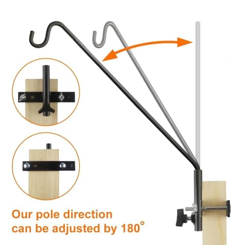 ERYTLLY Extended Rail Hook Fence Deck Heavy Duty Bird Feeder Hook 360 Degree Rotary and Length Adjustable Plant Bracket for Bird Feeders, Planters, Suet Baskets, Lanterns, Wind Chimes and More - size: Rail Hook - Adjustable Length - 1 Pack