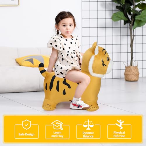 INPANY Bouncy Horse, Tiger Hopper Toys with Ultra Thick Plush, Kid Gift Toy - color: Orange Tiger