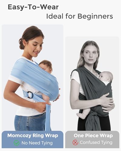 Momcozy Baby Wrap Carrier, Easy-On 2-Piece Design, Air Mesh Cooling - color: Air Mesh-Light Blue