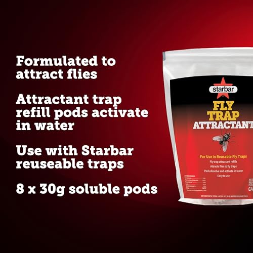 Starbar Fly Trap Attractant Refills, 8 Water-Soluble Pods for Fly Traps