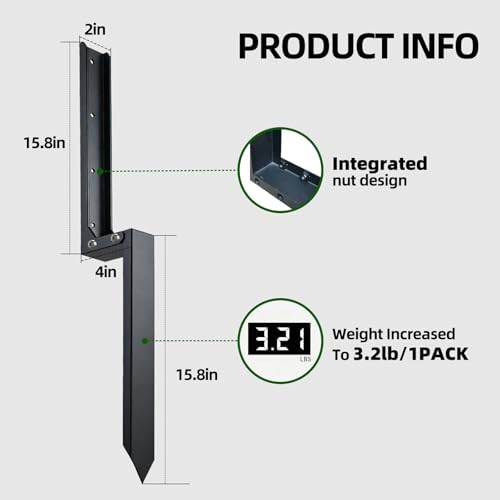 5PCS Fence Post Repair Kit, Heavy Duty Fence Posts Repair Stakes for Fix Wooden Broken Posts, Repair Tilted - color: Dark Black