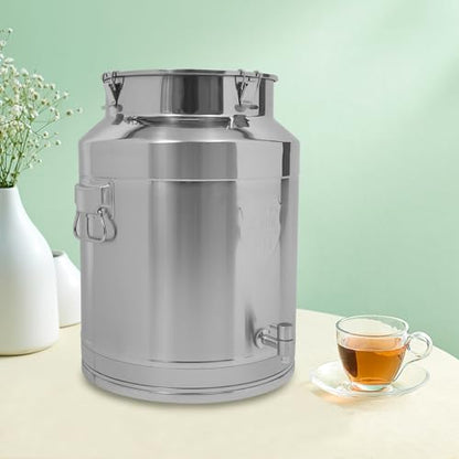 304 Stainless Steel Milk Can with Spigot, 17 Gallon Milk Jug, Portable Locking Sealed Lid Bucket Wine Pail with Handles, Commercial Water Jug Pot Drink Beverage Dispenser - size: 17Gal, w/Spigot
