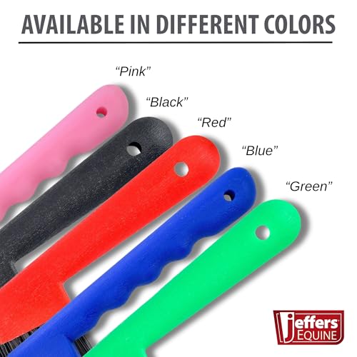 Jeffers 2 in 1 Horse Hoof Pick & Brush Combination Tool, 4" handle - Red - color: Red