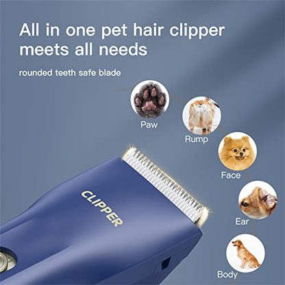 Dog Cat Home Hair Waterproof Clipper Wireless Dog Trimmer for Grooming,Blue,TS006 - color: Ts006-blue