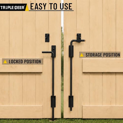 24" Heavy Duty Cane Bolt Gate Drop Rod Extra Thick Ground Latch 2 Pack - color: 24 Inch