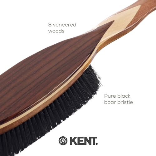 KENT CR8 Clothes Brush, 100% Natural Black Boar Bristle Lint Remover for Cashmere, Wool, and Silk for Keeping Fabrics Free from Fibres, Fluff and Pet Hair. Luxury Three Veneered Woods. Made in England - style: CR8