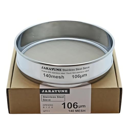 140 Mesh Stainless Steel Lab Sieve, Sturdy 8Inch(20.5cm) Sifter, Fine Mesh Sieve Strainer for Powder Pellet Flour Liquid Filtration-Lab Industrial DIY Household Use - size: 140mesh (106µm)